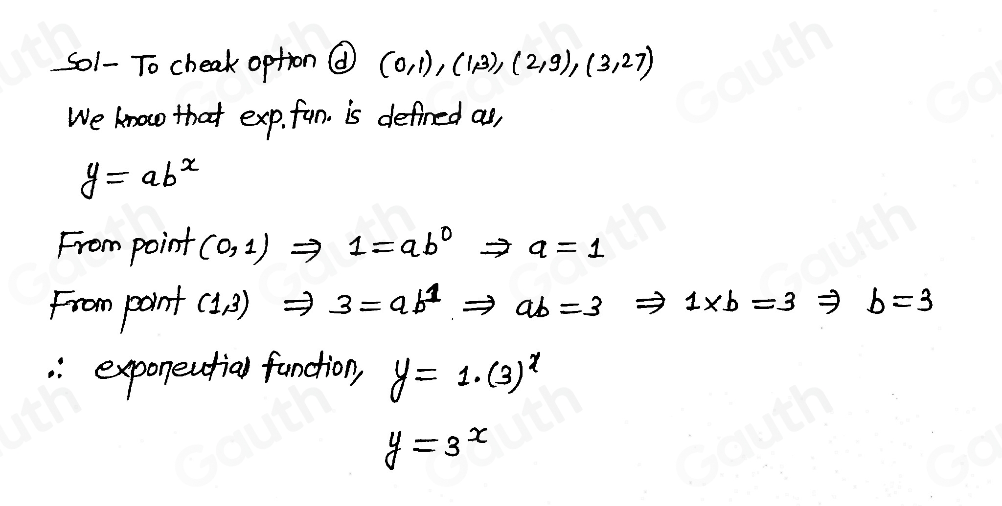 Solved: Which set of ordered pairs could be generated by an exponential ...