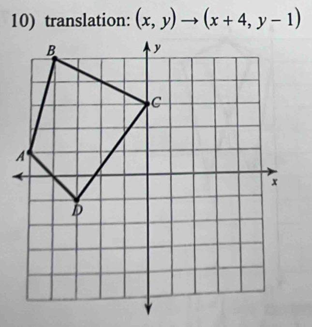 translation: (x,y)to (x+4,y-1)