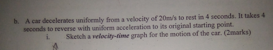 Solved: A car decelerates uniformly from a velocity of 20m/s to rest in ...