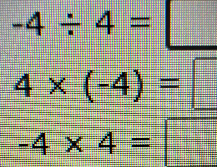 -4/ 4=□
|-x+1|=|x-1|+|
4* (-4)=□
-4* 4=□