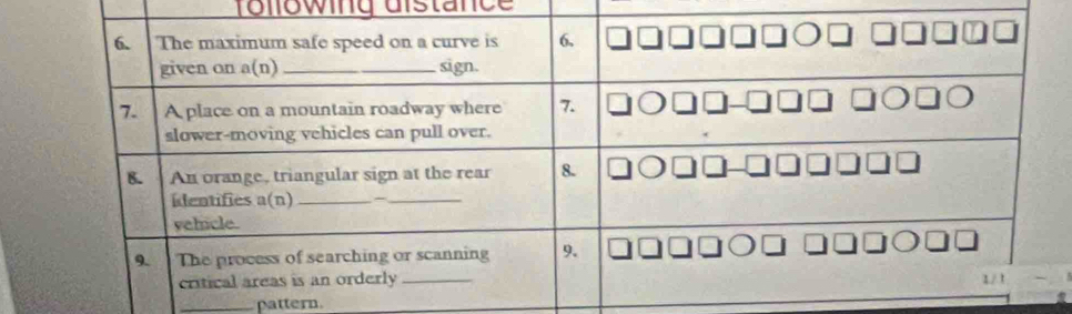 following distance 
_pattern.