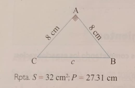 Rpta. S=32cm^2; P=27.31cm