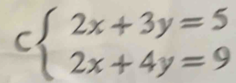 Cbeginarrayl 2x+3y=5 2x+4y=9endarray.