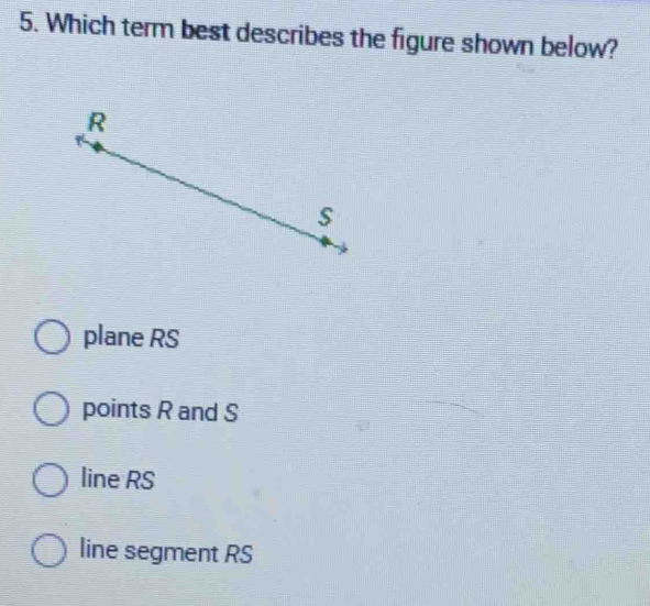 Solved: Which term best describes the figure shown below? plane RS ...