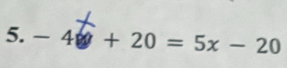 -4b+20=5x-20