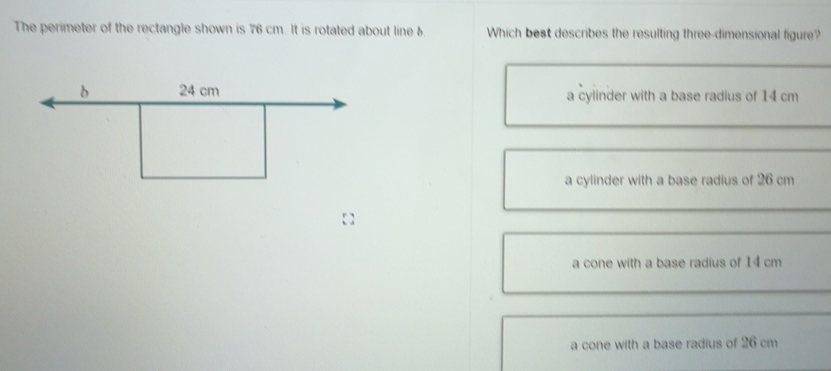 Solved: The perimeter of the rectangle shown is 76 cm. It is rotated ...