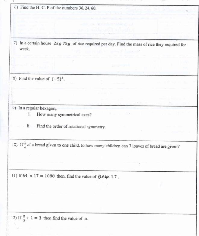 Find the H. C. F of the numbers 36, 24, 60.