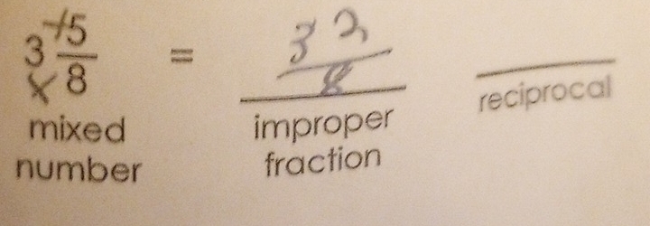 reciprocal
mixed improper
number
fraction