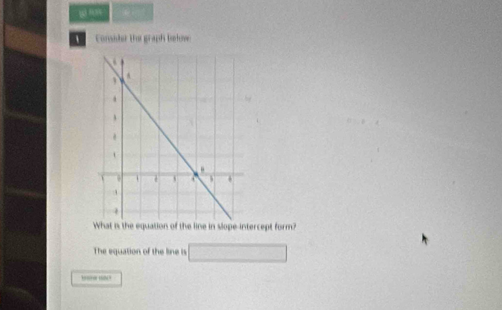 Consider the graph bohow 
line in slope-intercept form? 
The equation of the line is 
h le