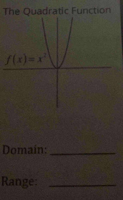 The Quadratic Function
Domain:_
Range:_