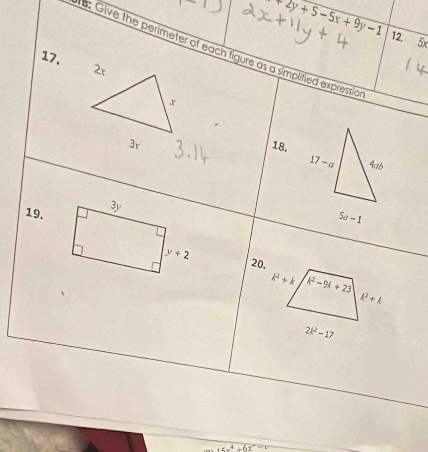 +2y+5-5x+9y-1 5x
s: Give the
4x^4+6x^-