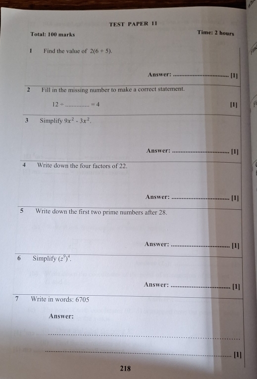 TEST PAPER 11
for
f
]
]
]
6
]
7
]
218