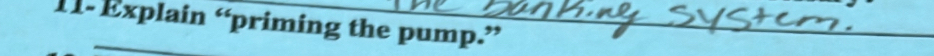 11- Explain “priming the pump.”