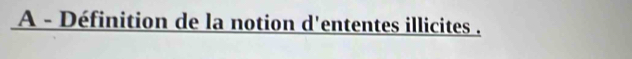 A - Définition de la notion d'ententes illicites .