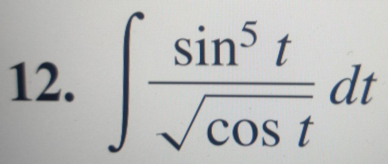 ∈t  sin^5t/sqrt(cos t) dt