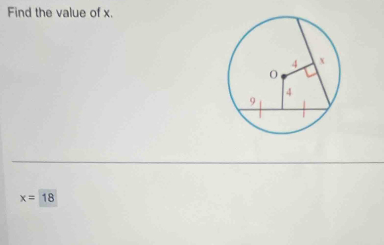 Find the value of x.
x=18