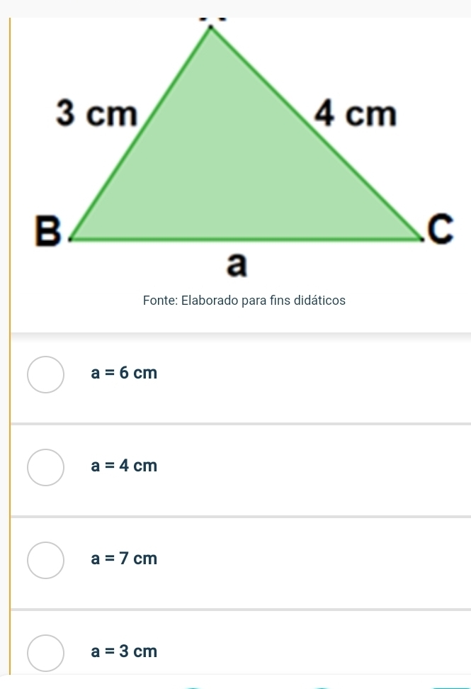 a=6cm
a=4cm
a=7cm
a=3cm