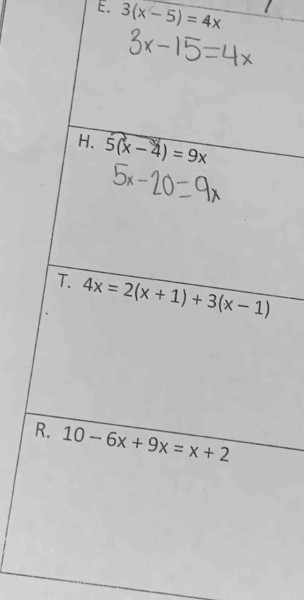 3(x-5)=4x