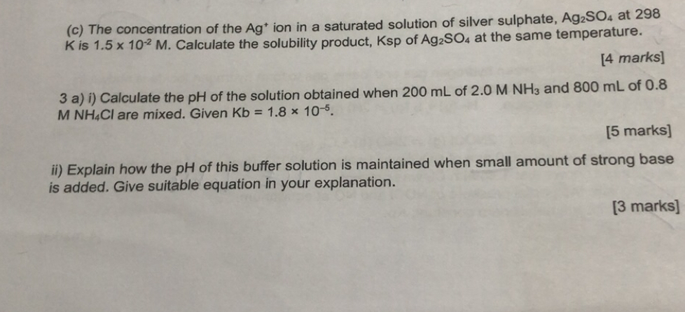 Selesai:The concentration of the Ag^+ ion in a saturated solution of ...