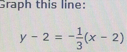 Graph this line:
y-2=- 1/3 (x-2)