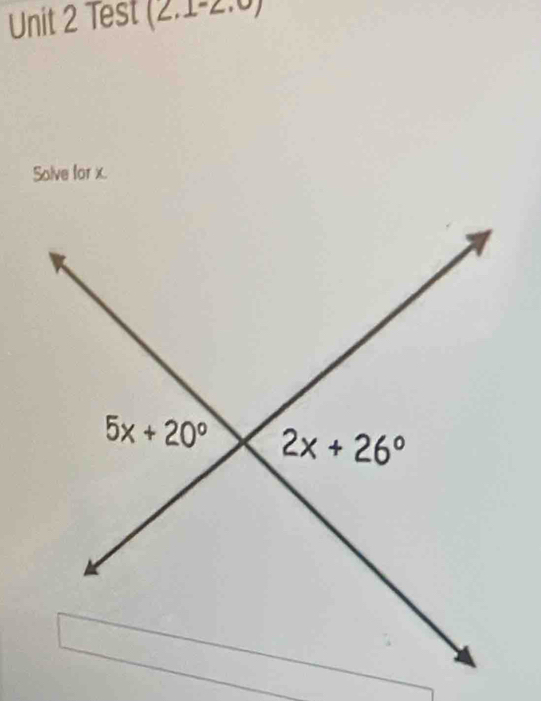 Test 1 ∴1-∠. 1
x-
Solve for x.