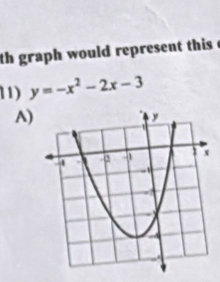 th graph would represent this e 
11) y=-x^2-2x-3
A)