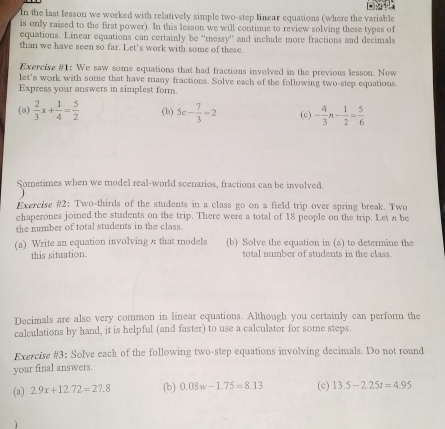 Solved: In the last lesson we worked with relatively simple two-step ...