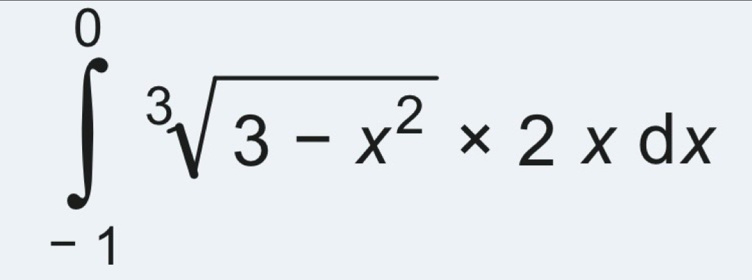 ∈tlimits _(-1)^0sqrt[3](3-x^2)* 2xdx