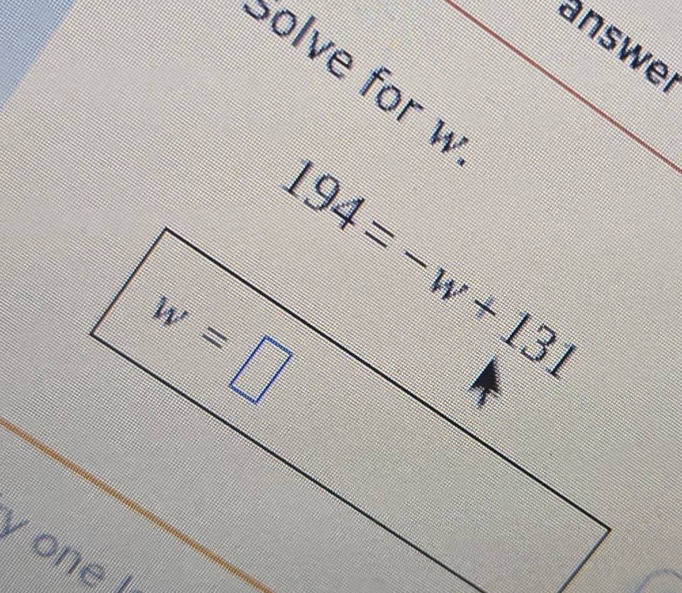 answe
solve for w