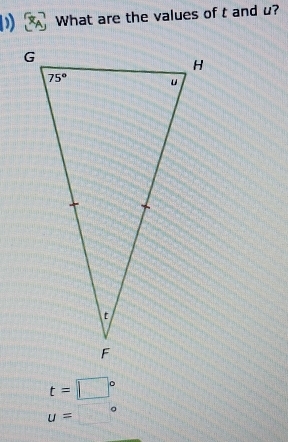 What are the values of t and u?
t=□°
u=□°