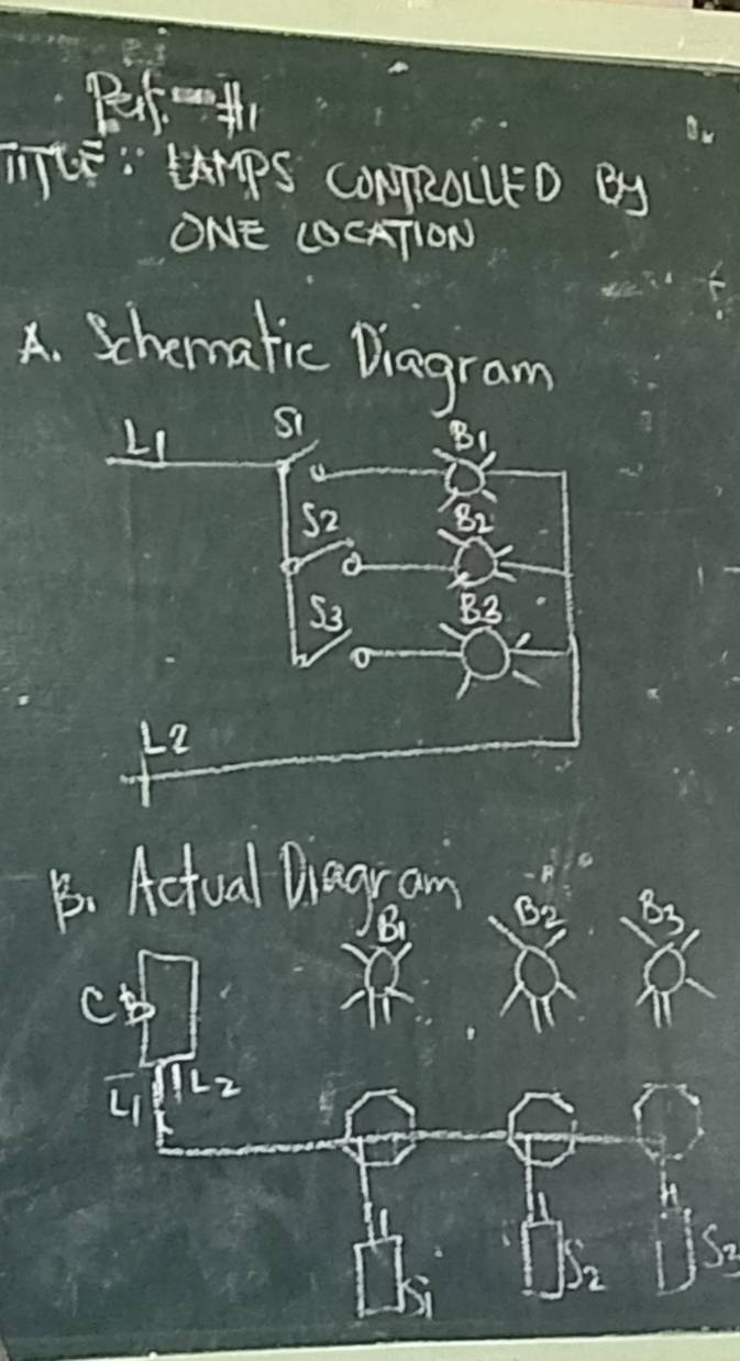 TTLE: PS CoNpRoLEo By 
ONE LOCATION 
A. Schematic Diagram 
B. Actual Diagram 
C 
LI 
L2 
)2