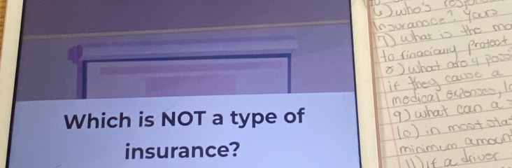 Which is NOT a type of 
insurance?