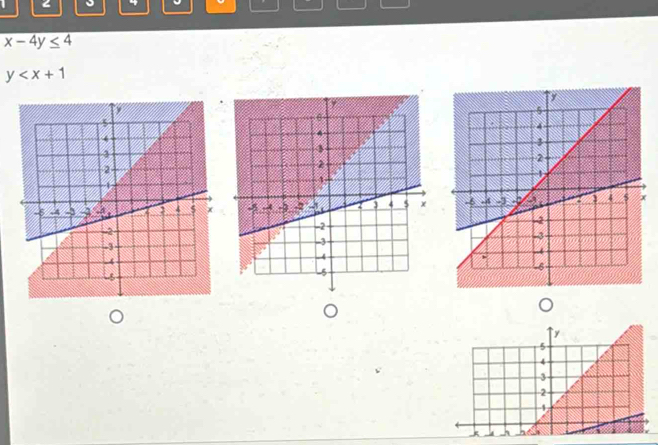 、 。 "
x-4y≤ 4
y

^
y
5
4
3
2
1
- 4 h h a