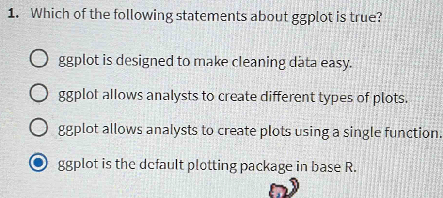Which of the following statements about ggplot is true? ggplot is ...