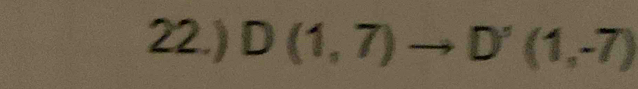 22.) D(1,7)to D'(1,-7)