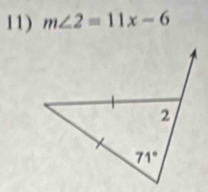 m∠ 2=11x-6