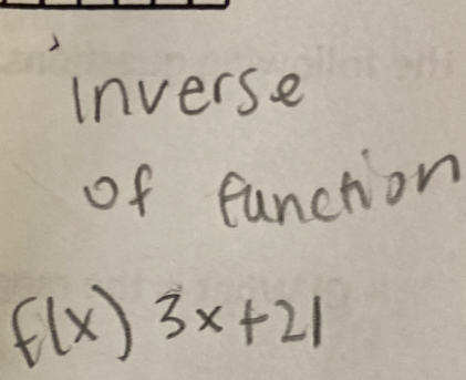 inverse 
of function
f(x)3x+21