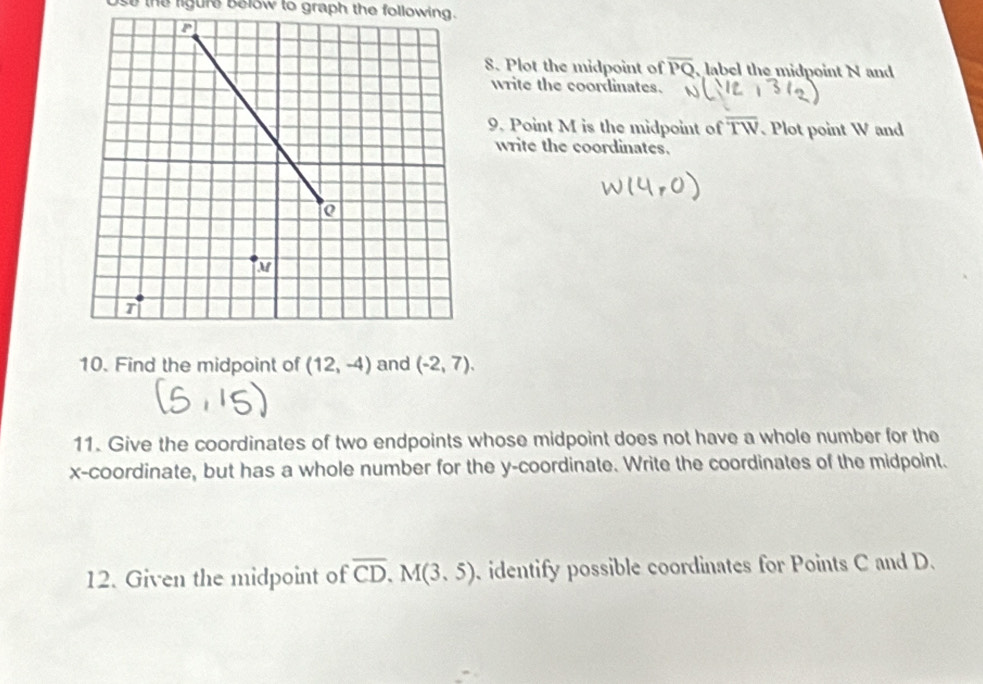 Solved: the figure below to graph the following. 8. Plot the midpoint ...