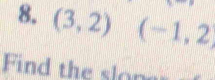 (3,2) (-1,2)
Find the slon