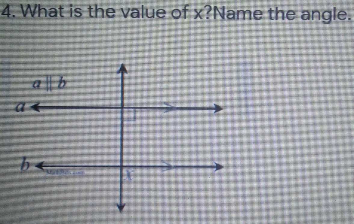 What is the value of x?Name the angle.