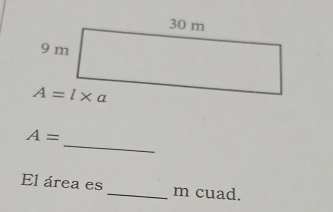 A=
El área es _m cuad.