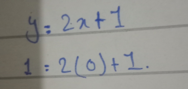 y=2x+1
1=2(0)+1.