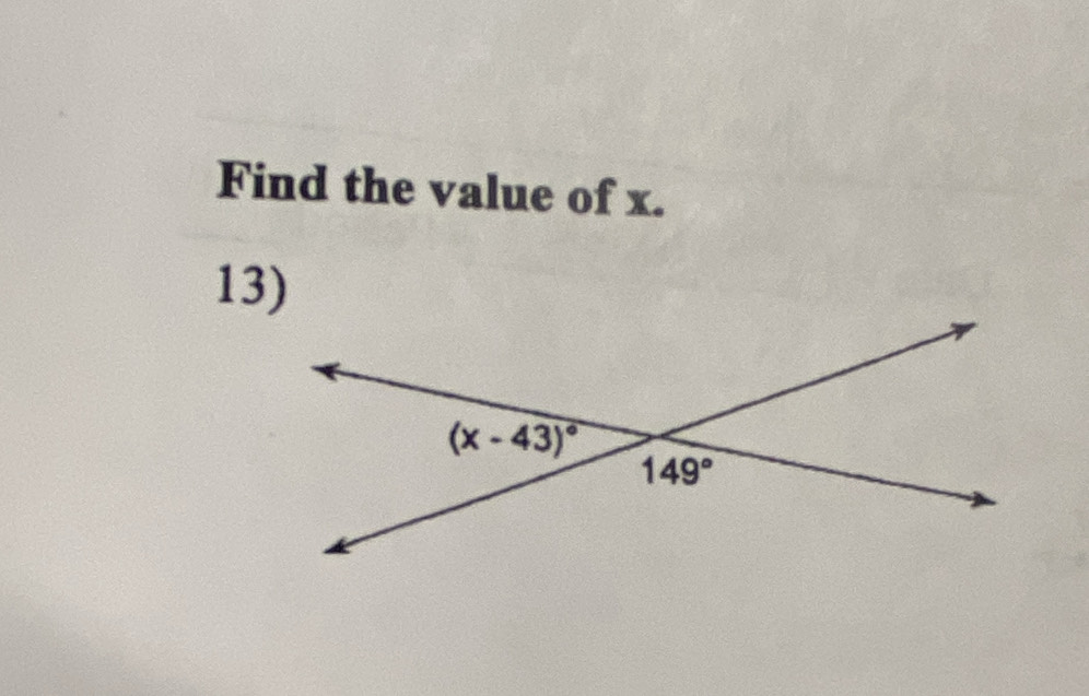 Find the value of x.
13)