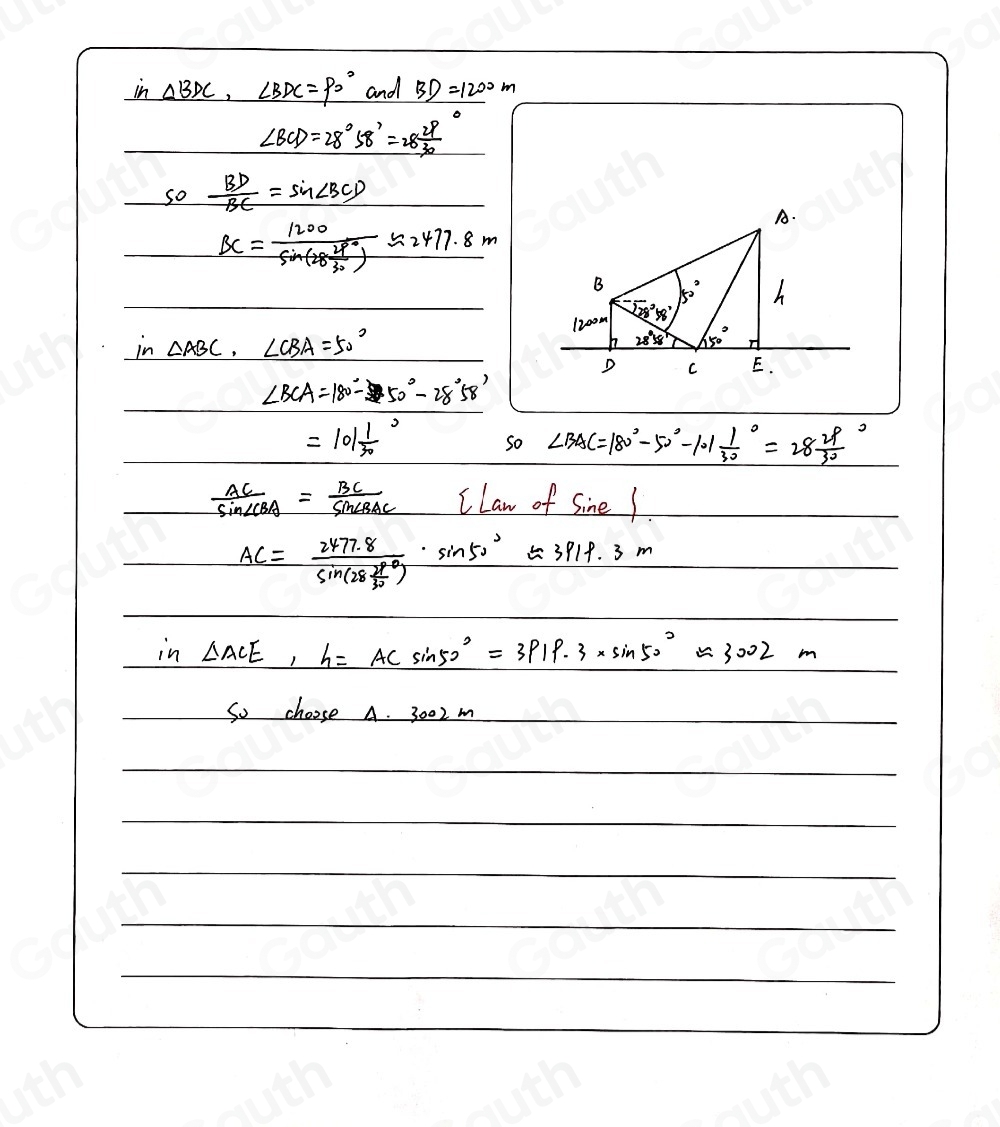 Solved: A and B are summits of two mountain rise from a horizontal ...