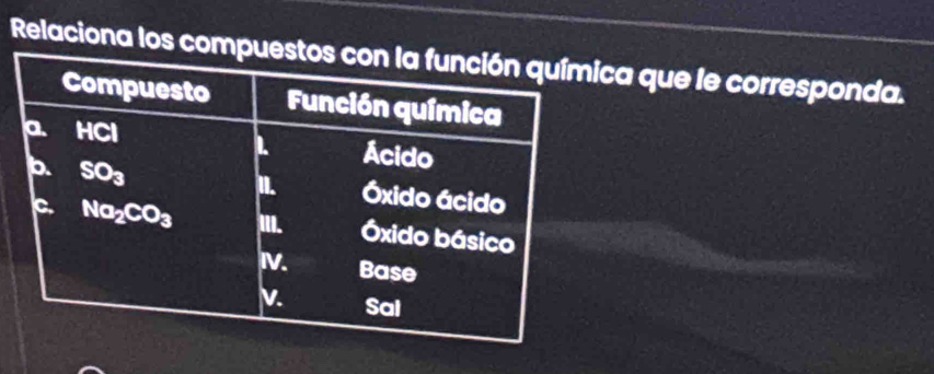 Relaciona los comca que le corresponda.