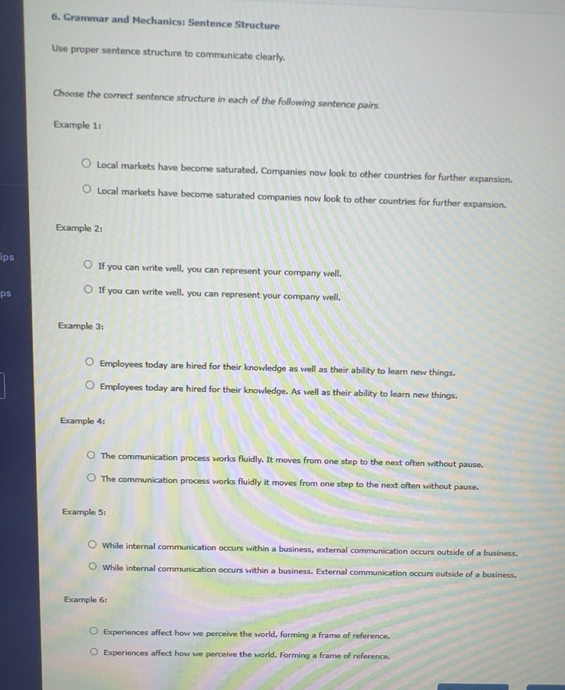 Solved: Grammar and Mechanics: Sentence Structure Use proper sentence ...