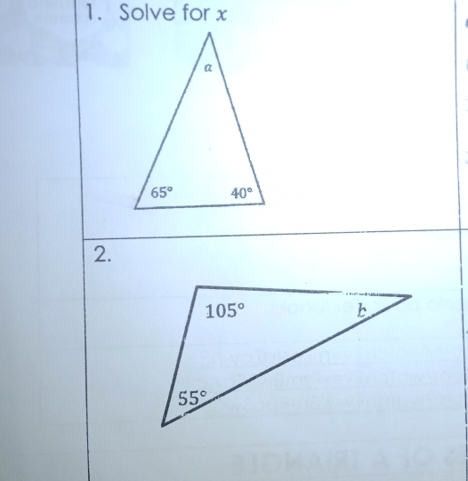 Solve for x
2.