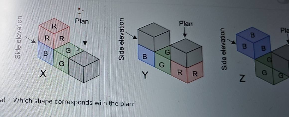 Pla 
a) Which shape corresponds with the plan: