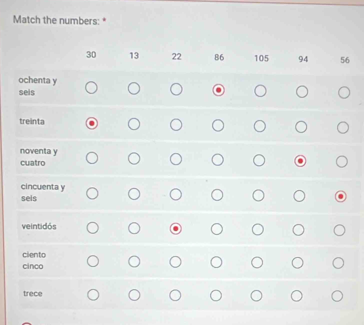 Match the numbers: *
6