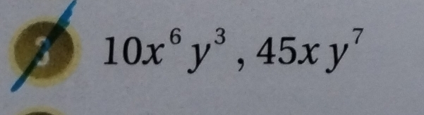 10x^6y^3, 45xy^7